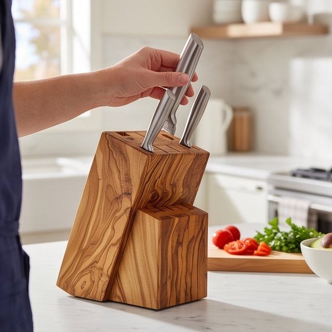 Olive Wood Knife Block