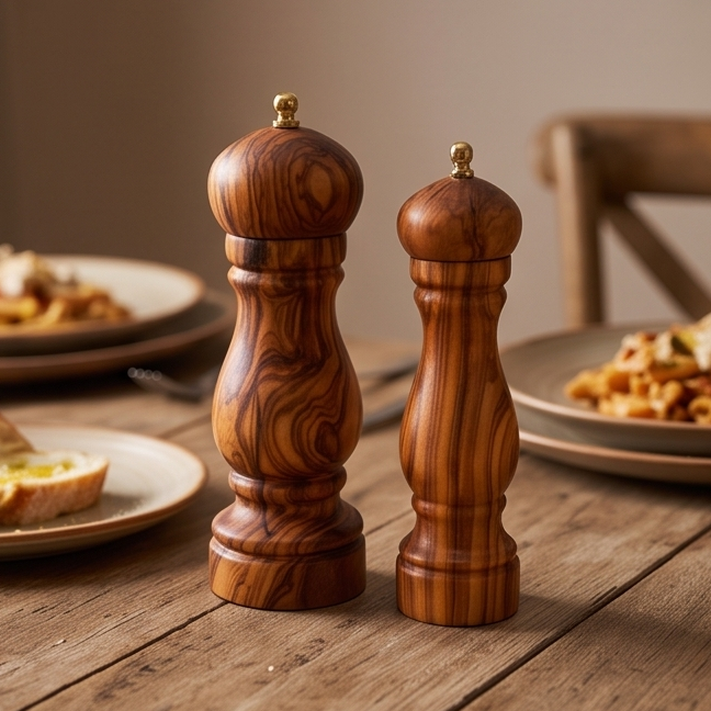 Olive Wood Salt/Pepper Mill | Wooden Spice/Herb/Coffee Grinder