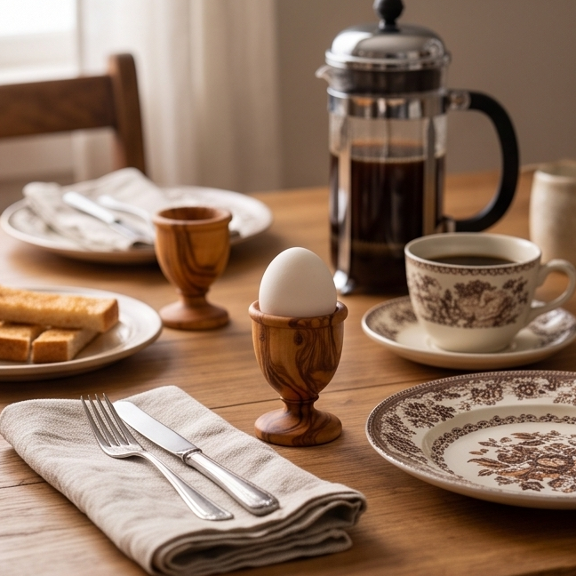 Olive Wood Egg Cup, decor, table accessories