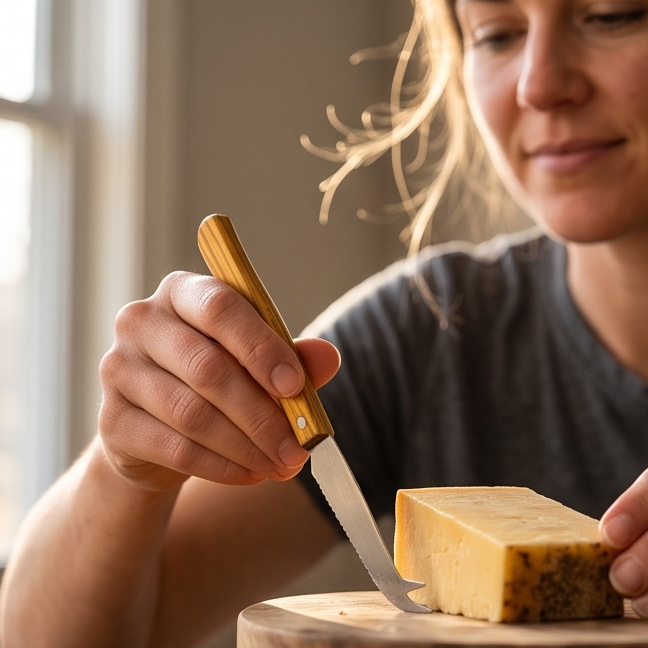 Wooden Hand Cheese Knife 21 cm with mouse knife holder