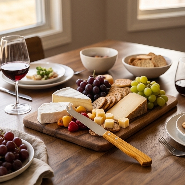 Wooden Hand Cheese Knife 21 cm with mouse knife holder