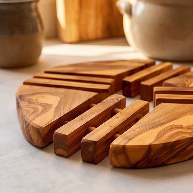 Olive Wood Apple Pan Coaster 19 cm