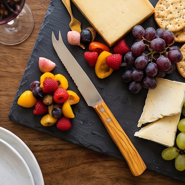 Wooden Hand Cheese Knife 21 cm with mouse knife holder