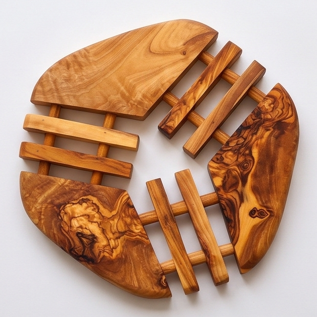 Olive Wood Apple Pan Coaster 19 cm