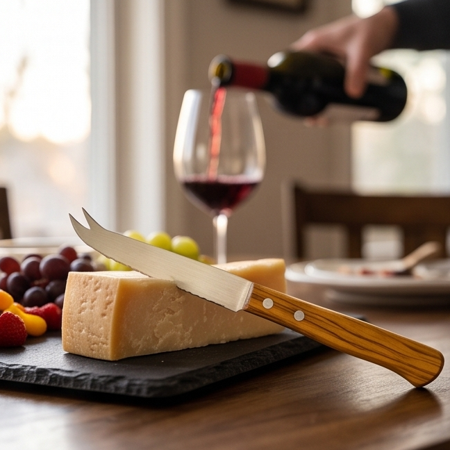 Wooden Hand Cheese Knife 21 cm with mouse knife holder