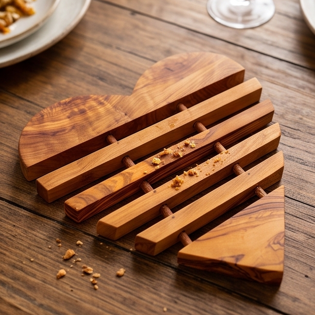 Wooden trivet, Olive Wood Heart Pan Coaster 22 cm, kitchen accessories, restaurant, handmade, decor, gift