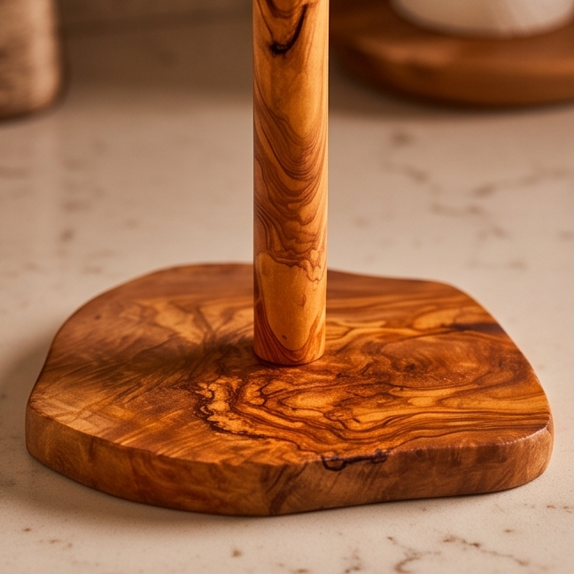 Olive Wood Kitchen Paper Roll Holder 30 cm
