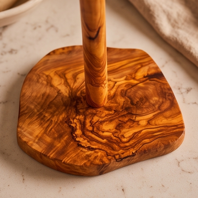 Olive Wood Kitchen Paper Roll Holder 30 cm
