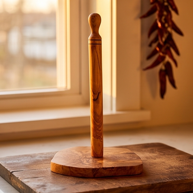 Olive Wood Kitchen Paper Roll Holder 30 cm