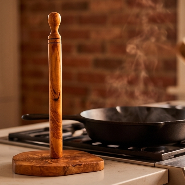 Olive Wood Kitchen Paper Roll Holder 30 cm