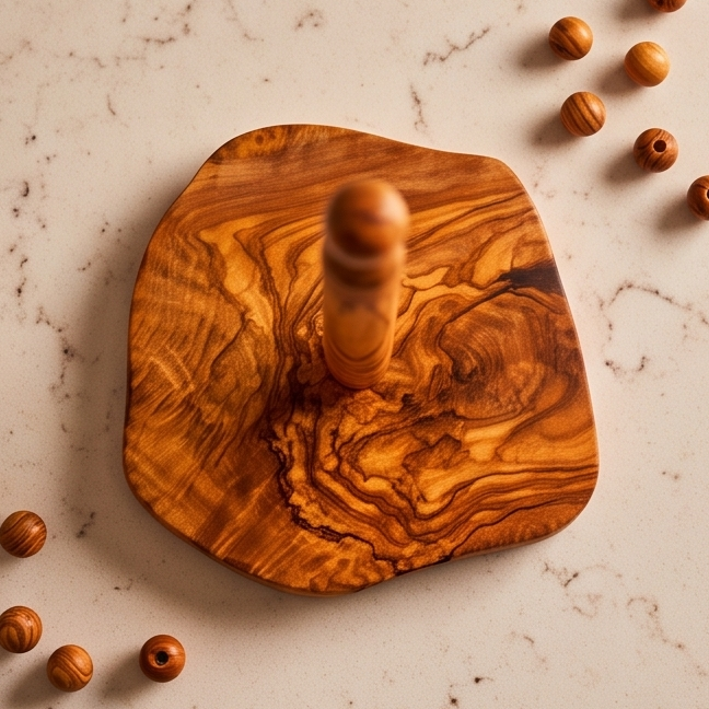 Olive Wood Kitchen Paper Roll Holder 30 cm