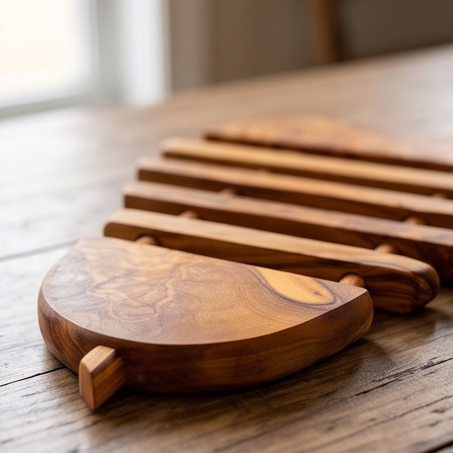 Olive Wood Pear Pan Coaster 21 cm