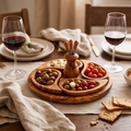 Olive Wood Handcrafted Wooden 4 Piece Appetizer Set Serving Tray/Platter W/ Skewers