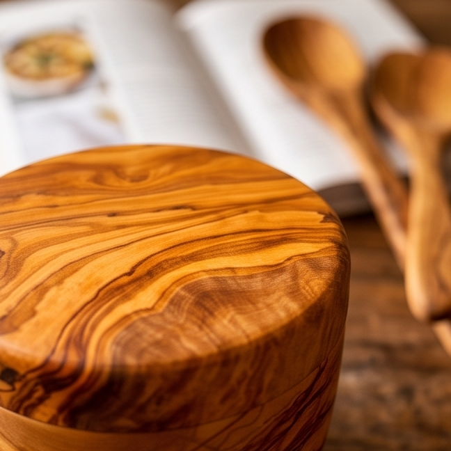 Olive Wood Salt Sugar Jar 10 cm