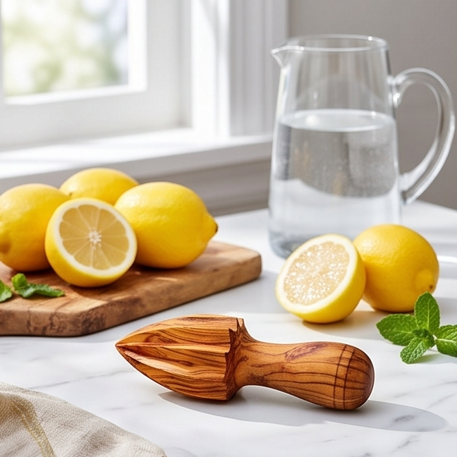 Olive Wood Hand Crafted Wooden Lemon Lime Orange Fruit Juicer | 10 cm | Kitchen Utensil Gadget