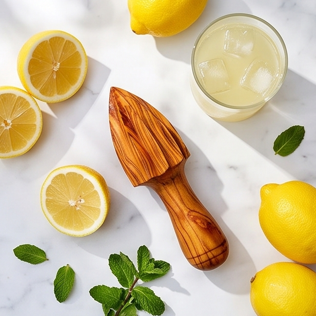 Olive Wood Hand Crafted Wooden Lemon Lime Orange Fruit Juicer | 10 cm | Kitchen Utensil Gadget