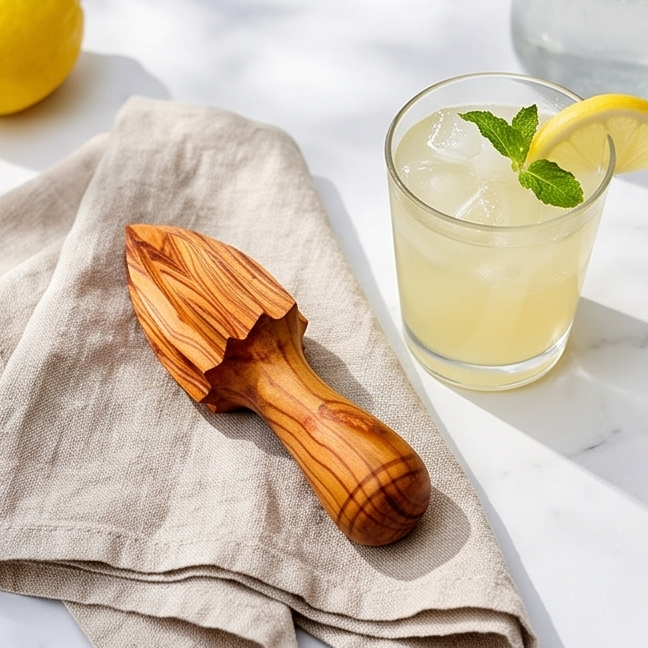 Olive Wood Hand Crafted Wooden Lemon Lime Orange Fruit Juicer | 10 cm | Kitchen Utensil Gadget