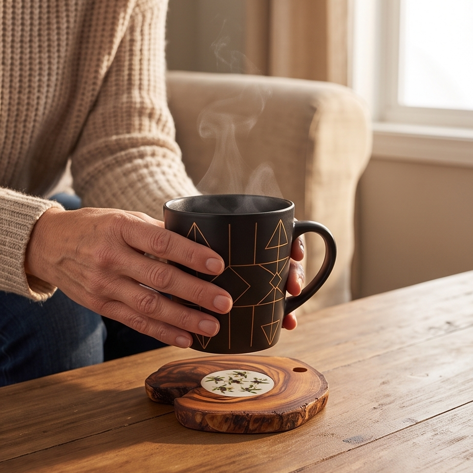 Ceramic coaster Set of 6 with Holder