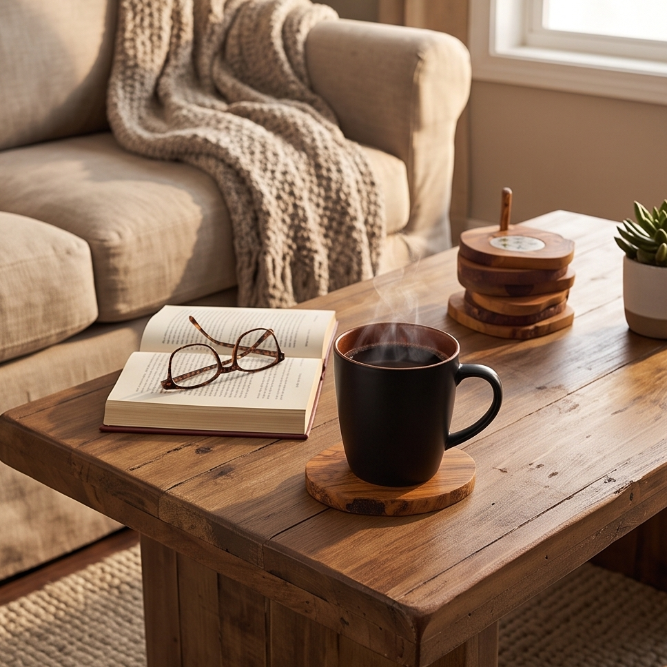 Ceramic coaster Set of 6 with Holder
