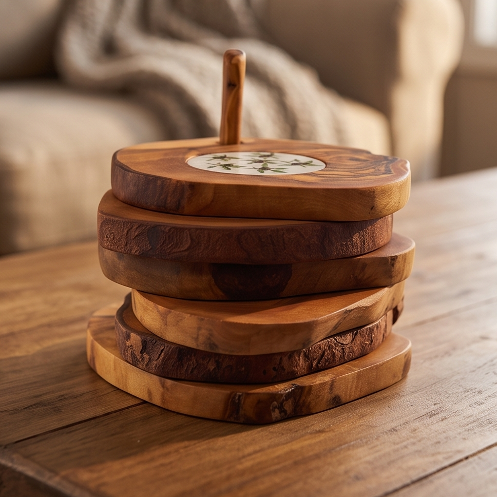 Ceramic coaster Set of 6 with Holder