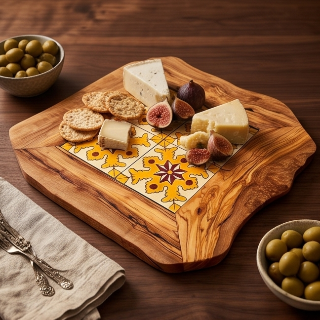 Rustic Olive Wood Ceramic Tray, serving tray, natural, handmade, gift