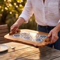 Rustic Olive Wood Ceramic Tray with Handle, serving tray, natural, handmade, gift