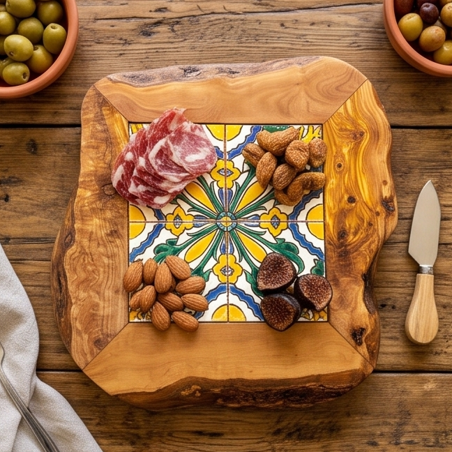 Medium Rustic Olive Wood Ceramic Tray 15 cm