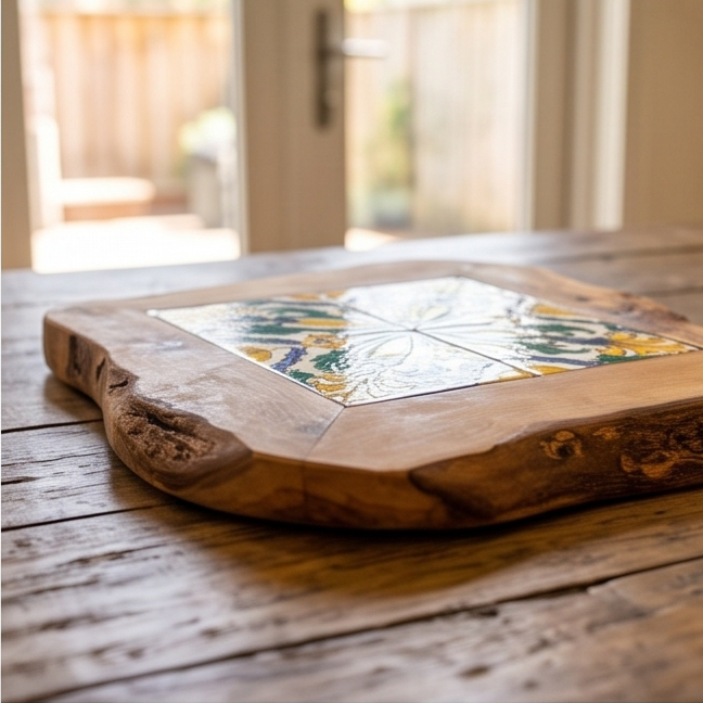 Medium Rustic Olive Wood Ceramic Tray 15 cm