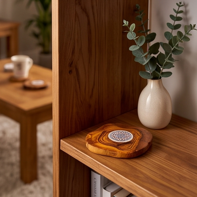 Olive Wood Rustic Ceramic Coaster