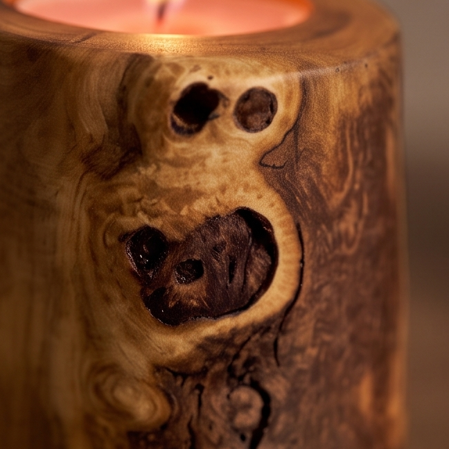 Natural Olive Wood Tealight Candle Holder