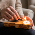 Olive Wood Guitar Shape Tealight Candle Holder 15 cm