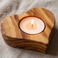 Olive Wood Heart Shaped Wooden Tealight Candle Holder 8 cm Valentines Airbnb Hotel Host Welcome Decor
