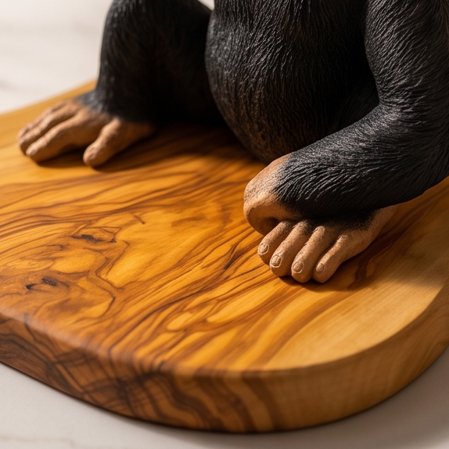 Monkey Bottle Holder Olive Wood Base