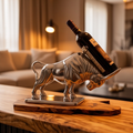 Bull Bottle Holder With Handcrafted Olive Wood Base
