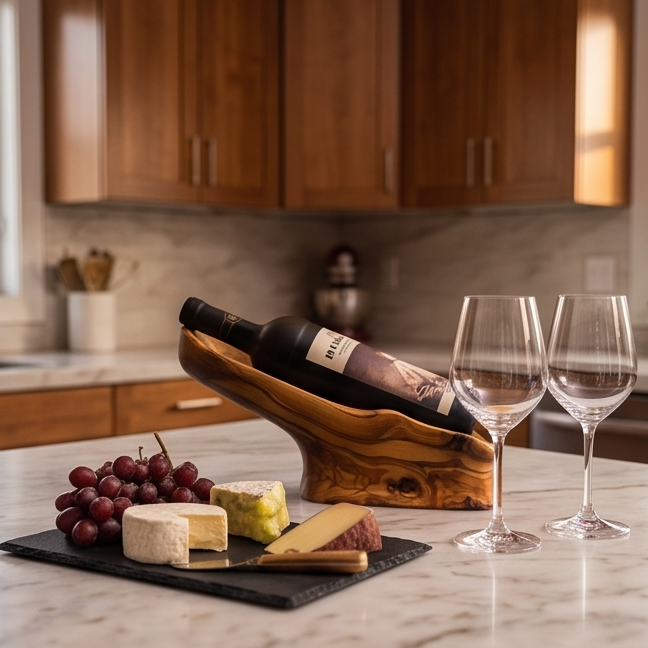 Olive Wood Wooden Wine Natural Bottle Holder