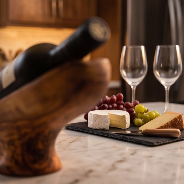 Olive Wood Wooden Wine Natural Bottle Holder