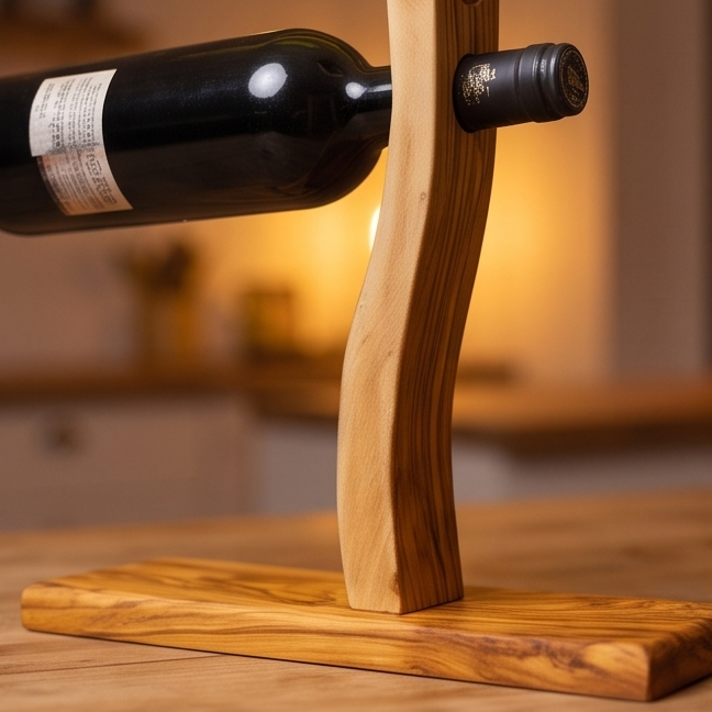 Olive Wood Bottle Holder 4 Holes Satix 40 cm