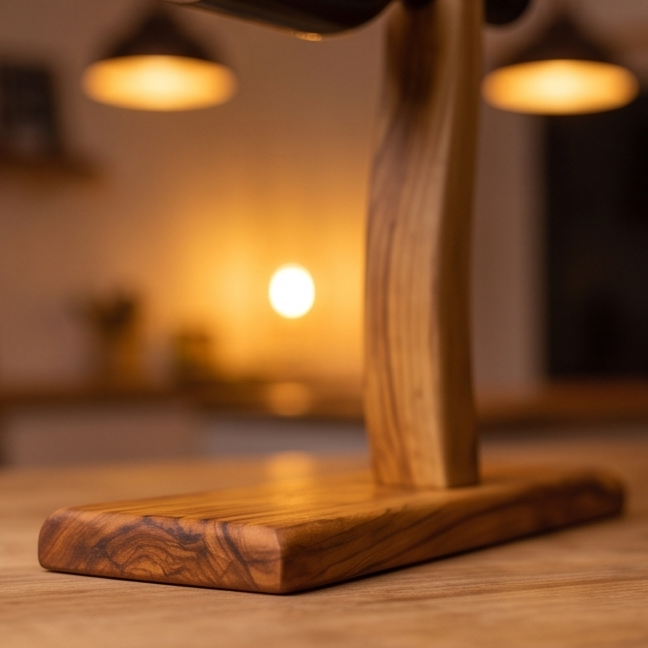 Olive Wood Bottle Holder 4 Holes Satix 40 cm