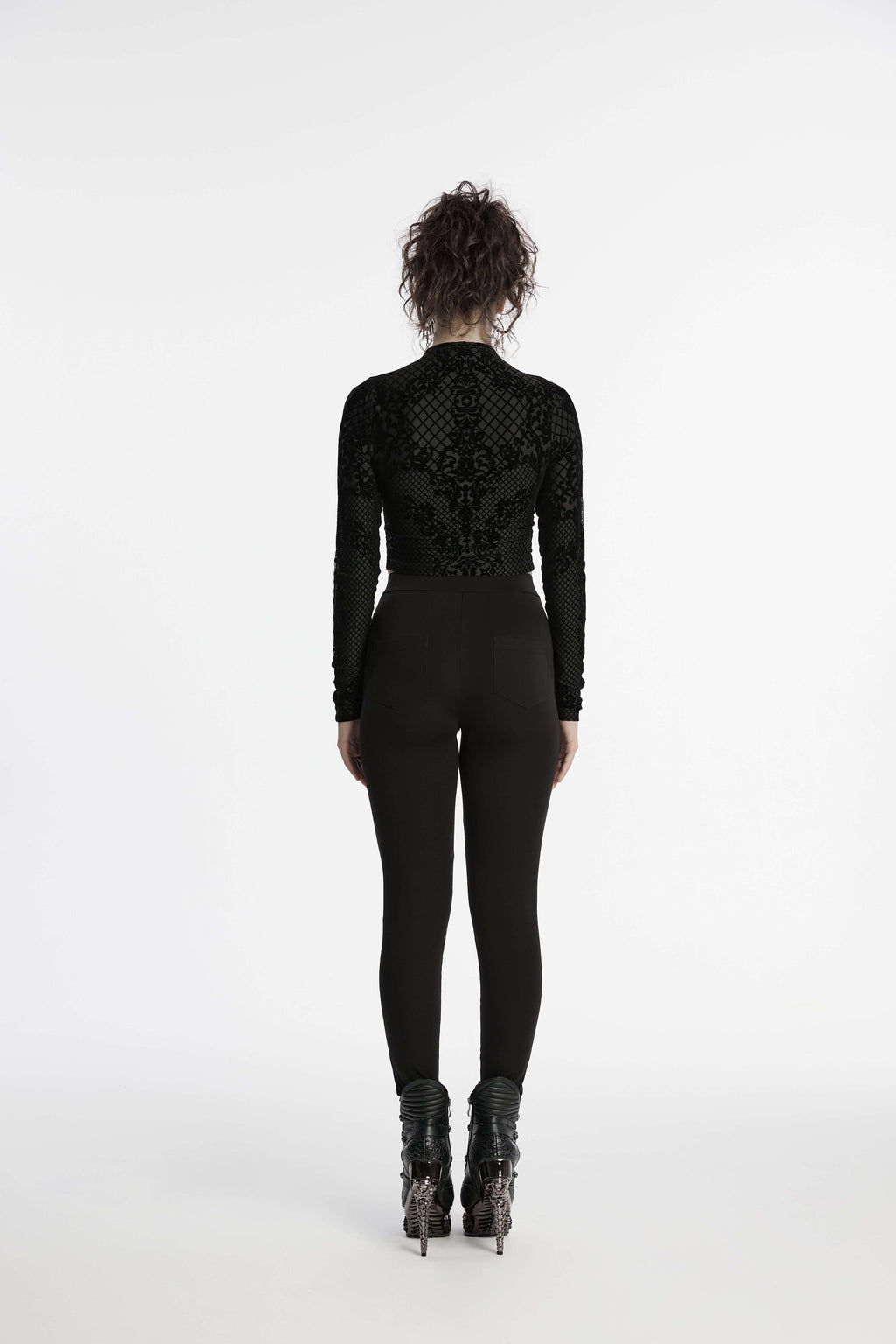 Punk Rave Ausha Leggings – Black Honeycomb Mesh and Knitted Fabric