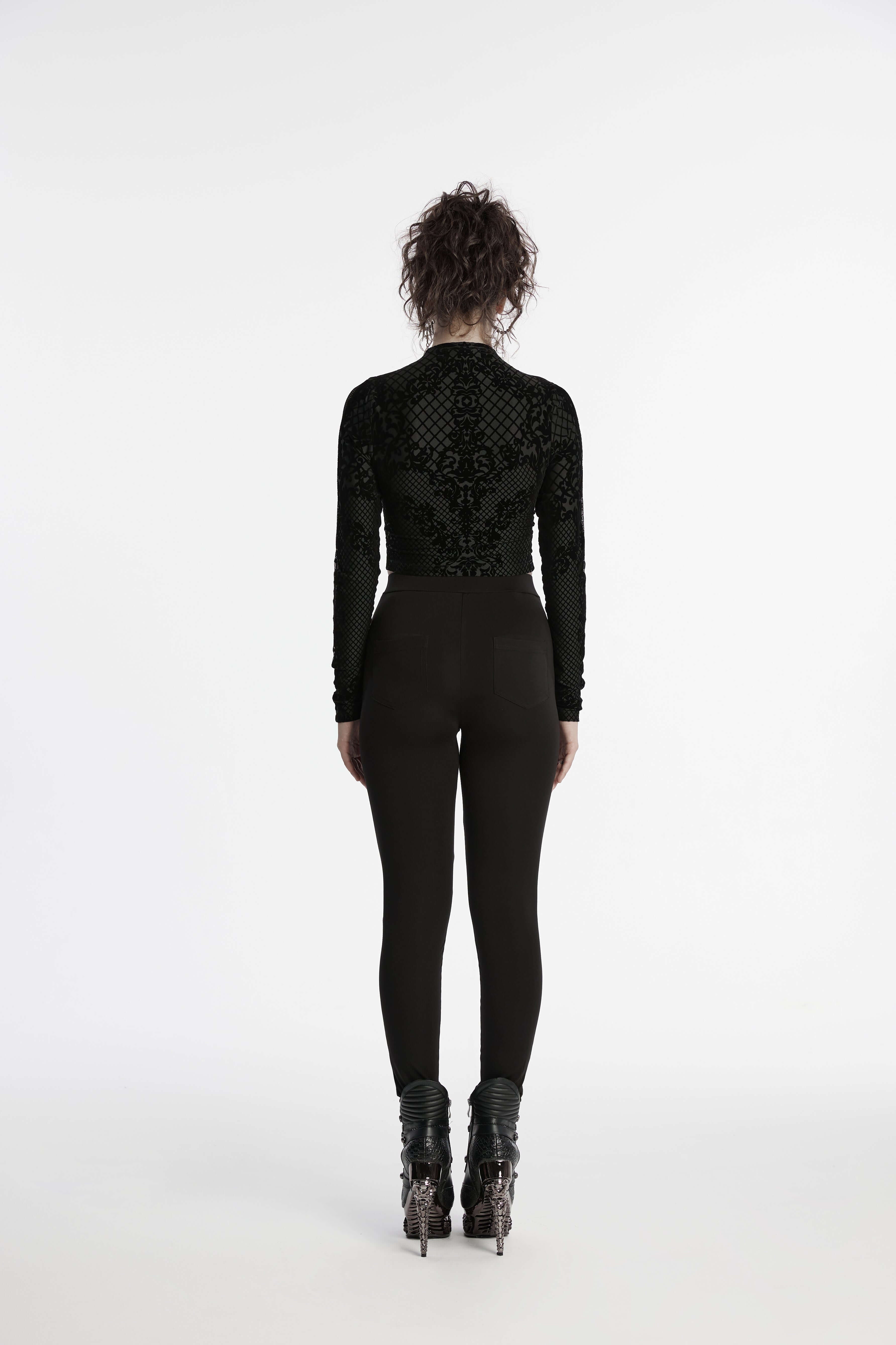 Punk Rave Ausha Leggings – Black Honeycomb Mesh and Knitted Fabric