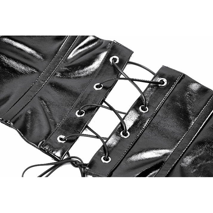 Dark in Lia Punk Love Black Patent Leather Waist Corset with Metal