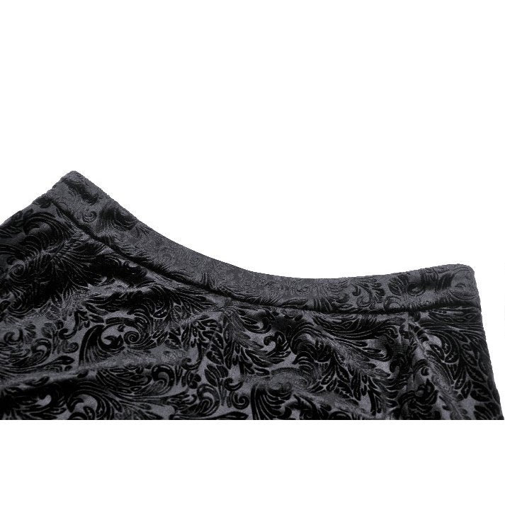 Dark in Love Venus Black Velvet Floral Embossed Gothic Shorts with Lace