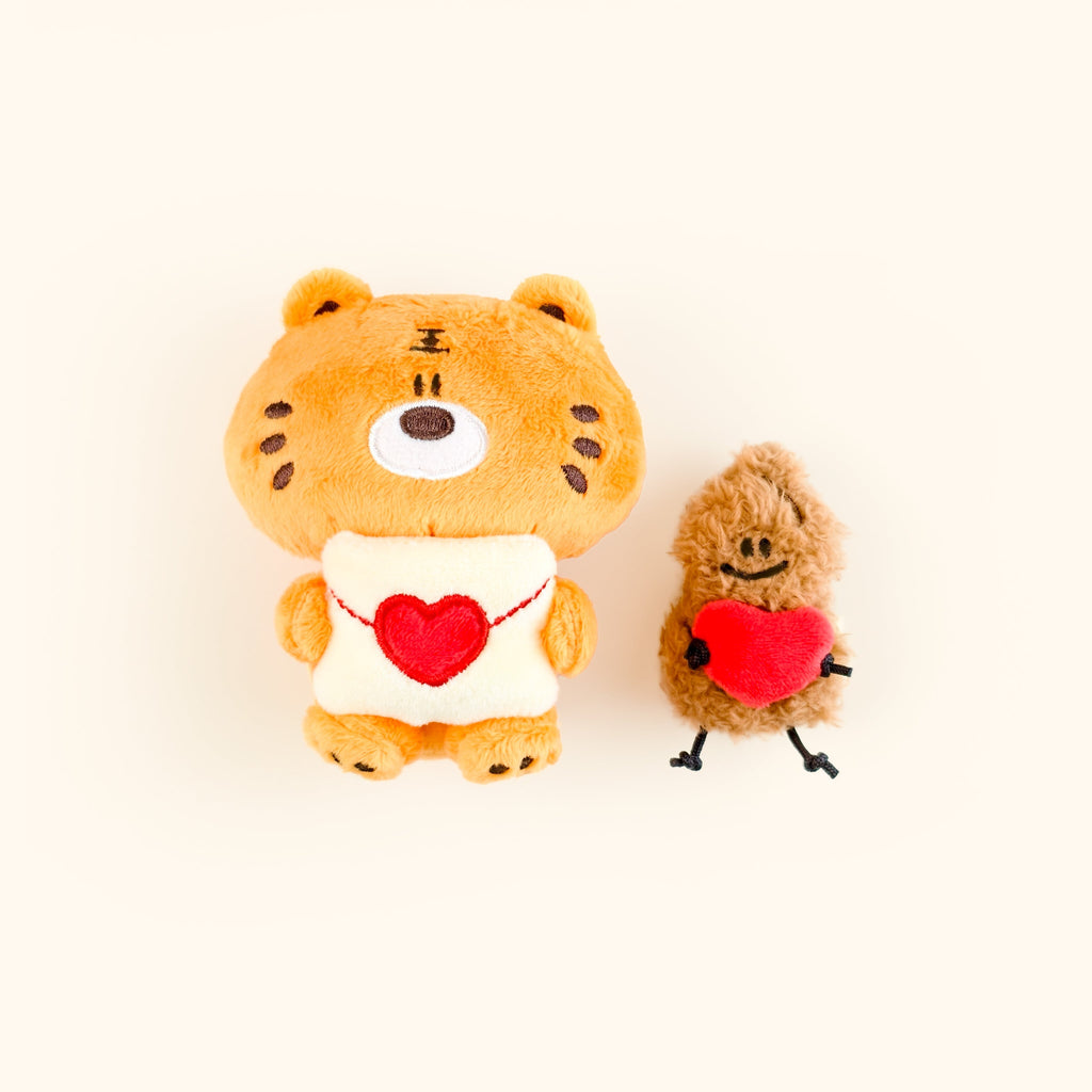 Plush Tiger and Peanut Bag Charm | Fickle Plan Soft Keychain Accessory