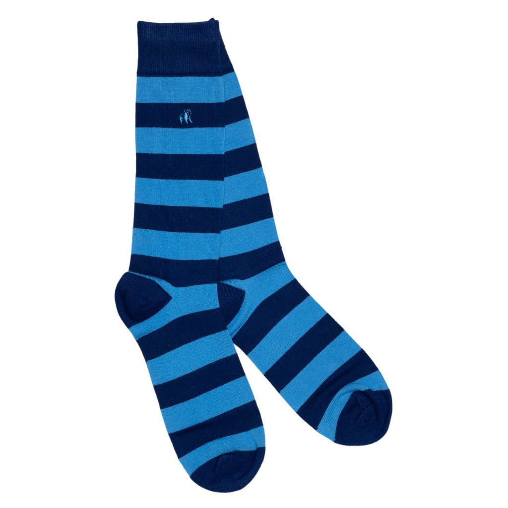 Swole Panda Men's Bamboo Socks Gift Box – 2 Pair Striped Beach Hut Set