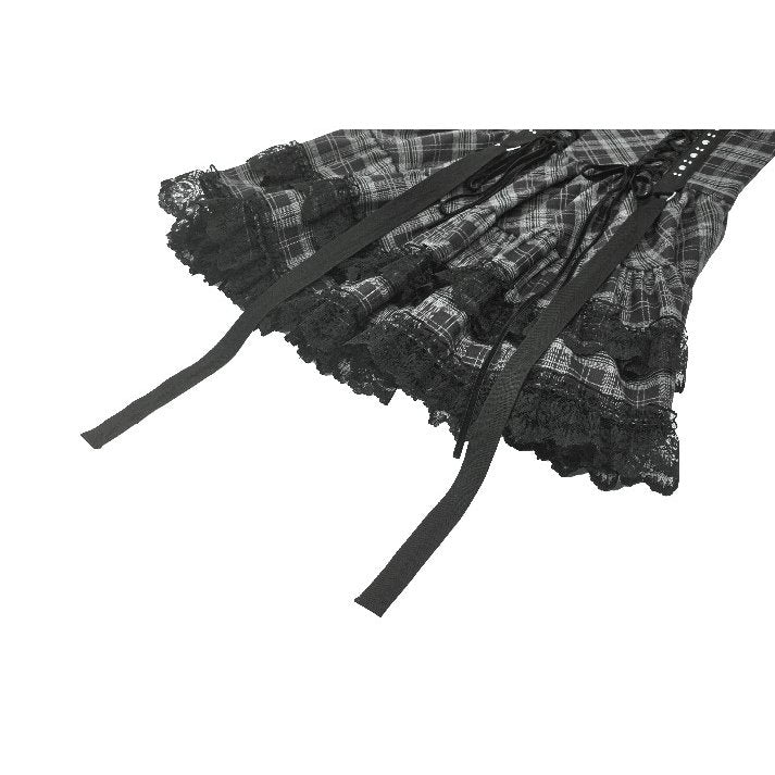 Dark in Love Ida Grey Tartan Punk Dress | Studded Gothic Lolita Style
