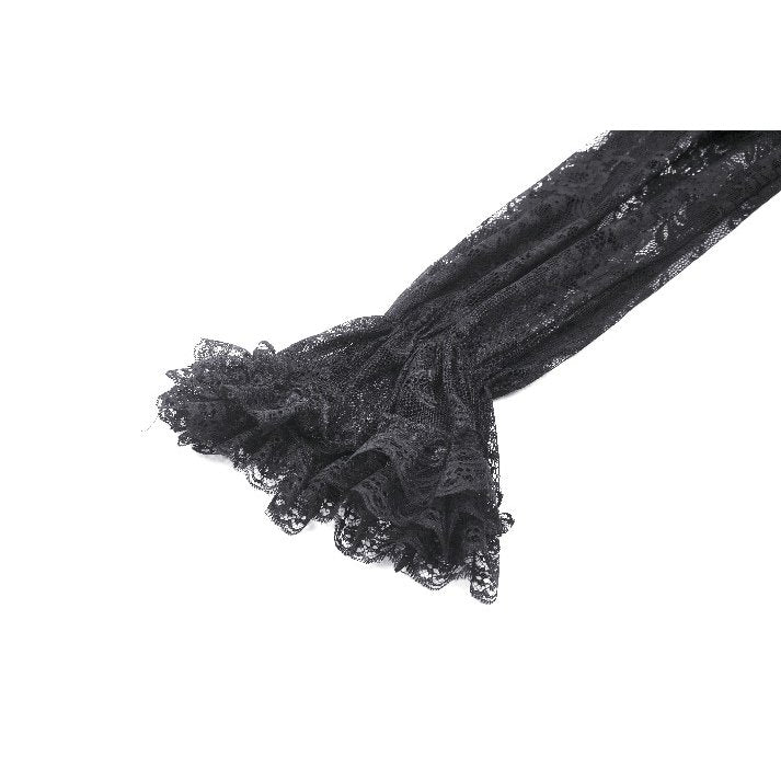 Dark in Love Cosette Gothic Maxi Dress – Lace Ruffle Off-Shoulder