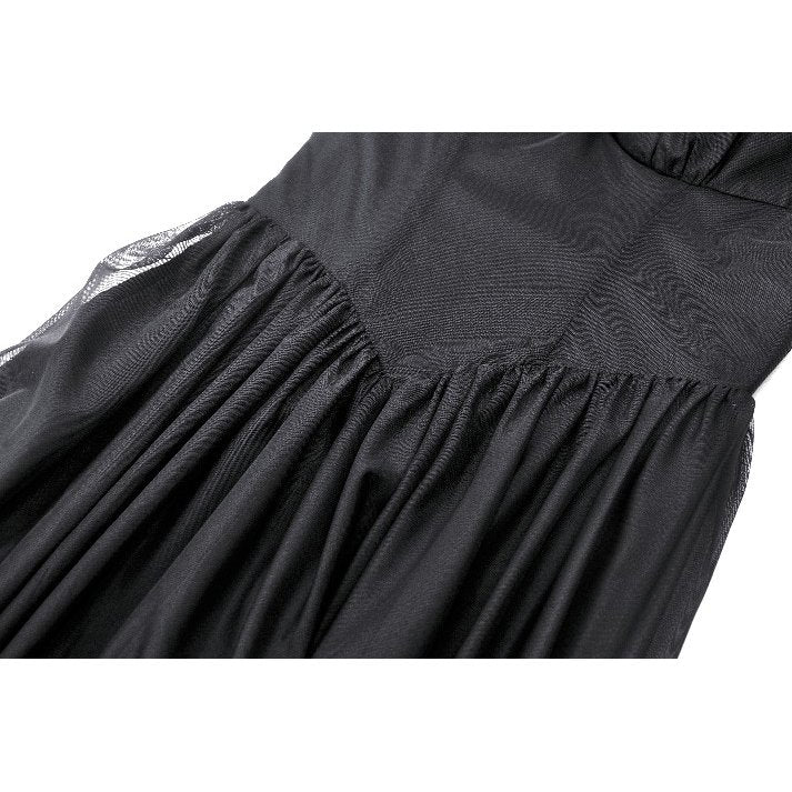 Dark in Love Millicent Black Tulle Feather Gothic Dress with Lace