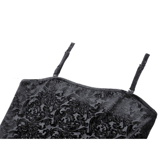 Dark in Love Freya Gothic Camisole – Embossed Velvet Lace Top