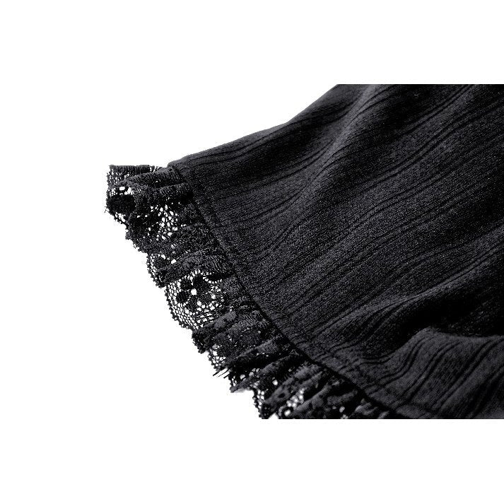 Dark in Love Tatum Black Gothic Pinstripe Shorts with Lace Trim
