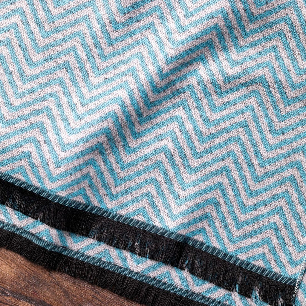 Swole Panda Light Blue Herringbone Bamboo Scarf – Sustainable Luxury